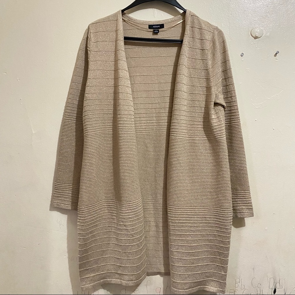 Alfani Women Gold Sparkly Cardigan Size M
